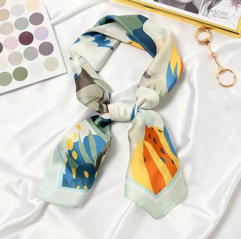 Blooming Flowers Print Square Scarf