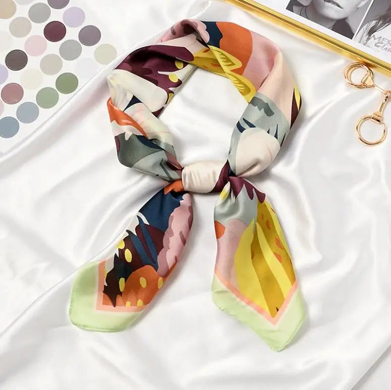 Blooming Flowers Print Square Scarf