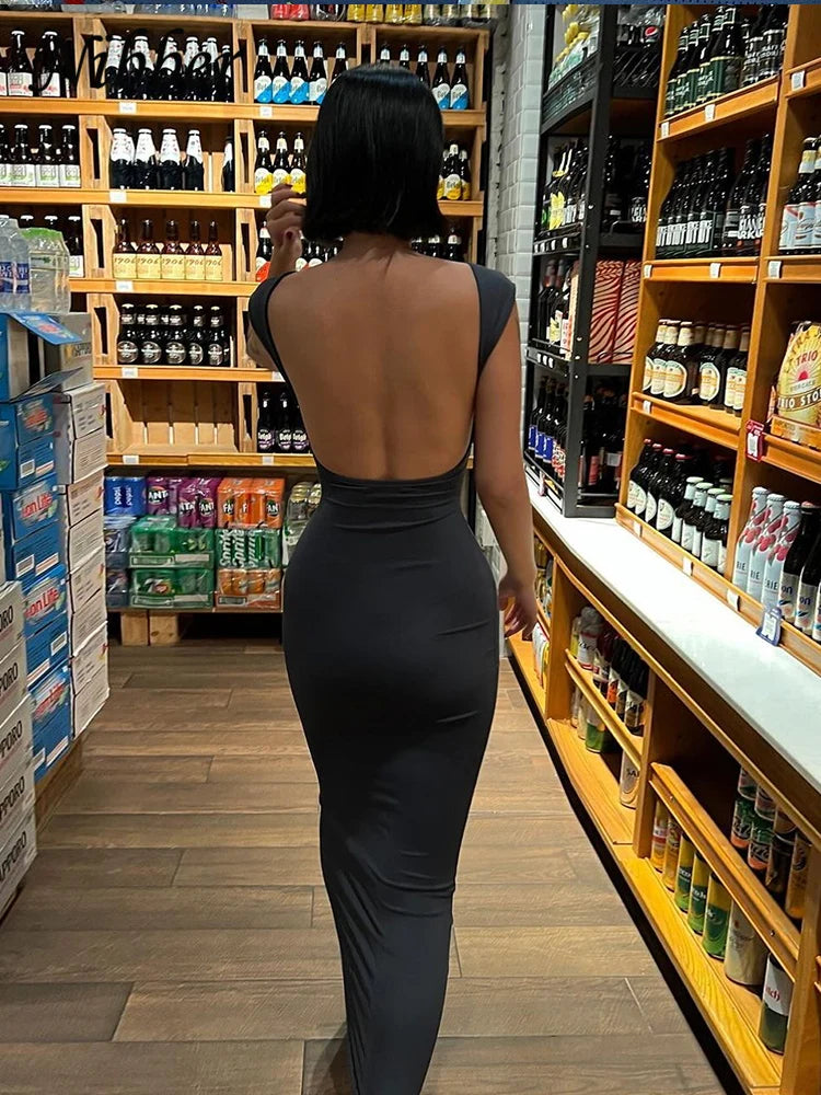 Backless Bodycon Maxi Dress