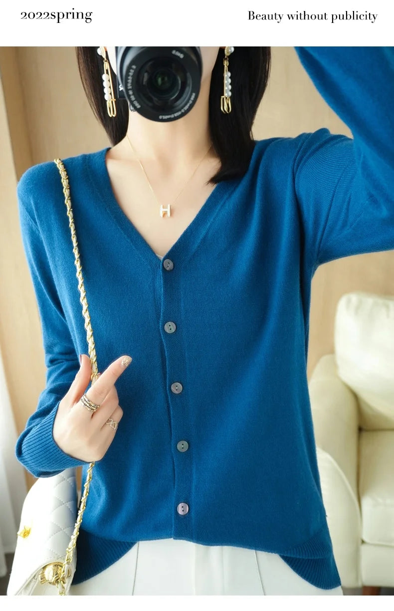 Cashmere V-Neck Knit Cardigan