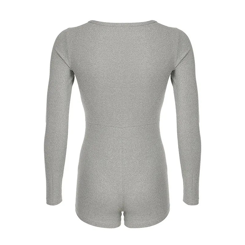 Autumn V-Neck Knitted Jumpsuit