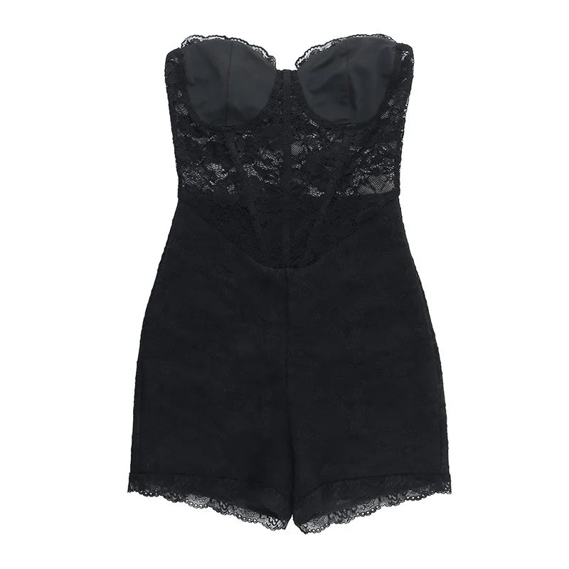 White Lace Ruffle Summer Romper