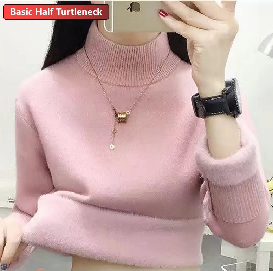 Elegant Velvet Lined Turtleneck Sweater