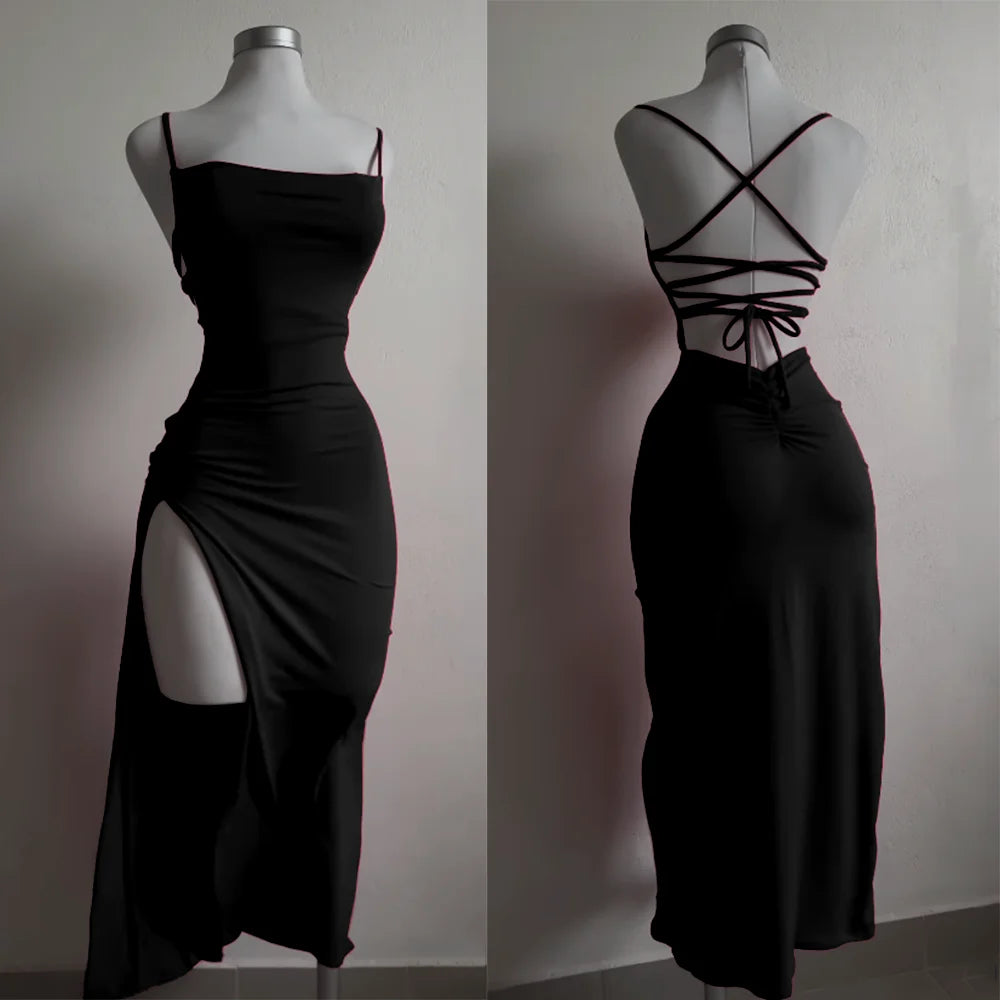 Summer Spice Halter Strap Bag Hip Dress