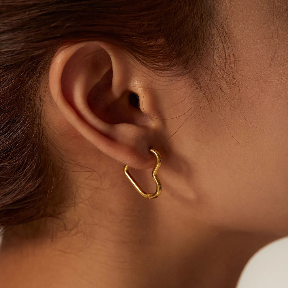 Gold Stainless Steel Heart Earrings