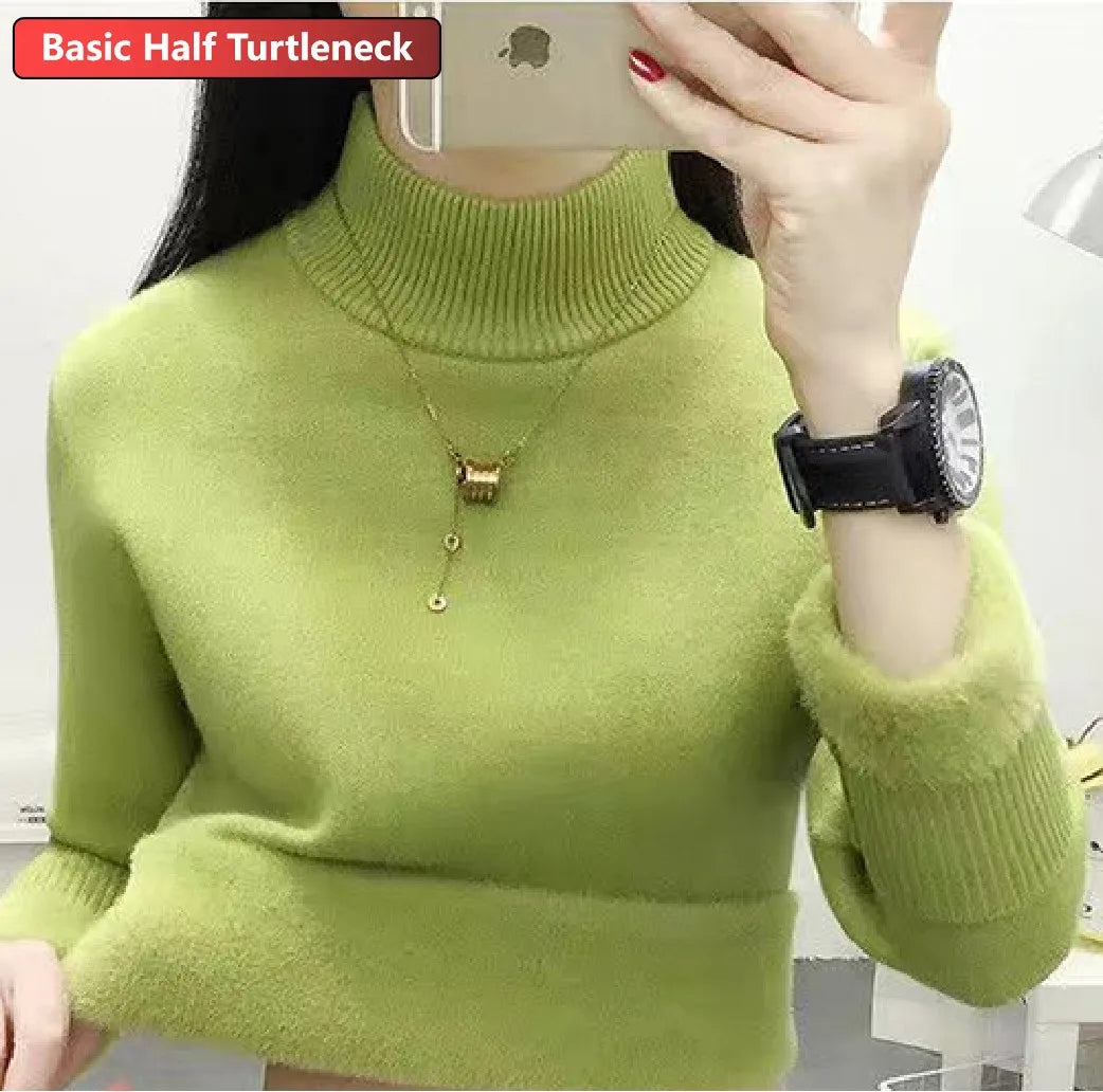 Elegant Velvet Lined Turtleneck Sweater
