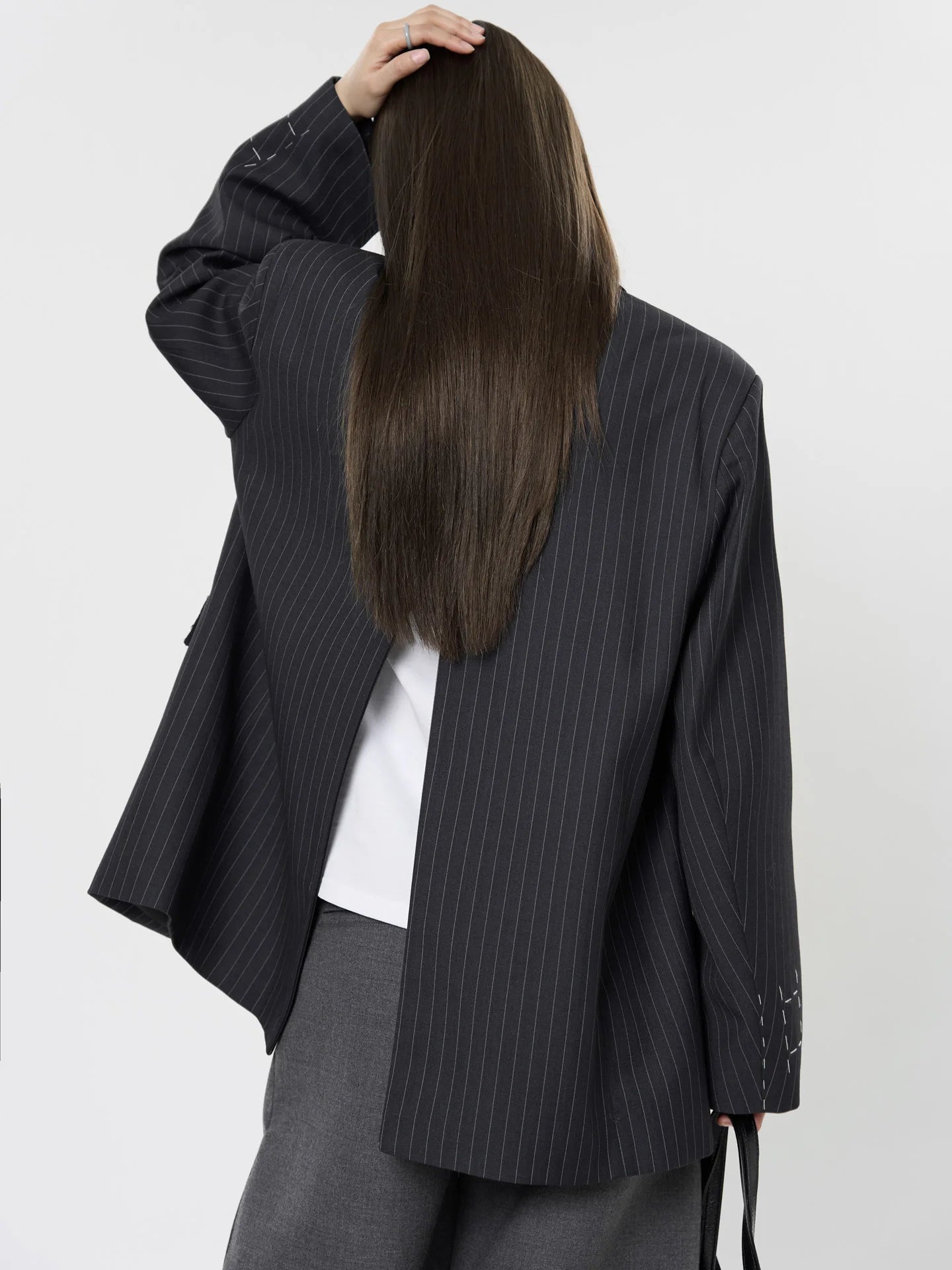asual Striped Double-Breasted Blazer
