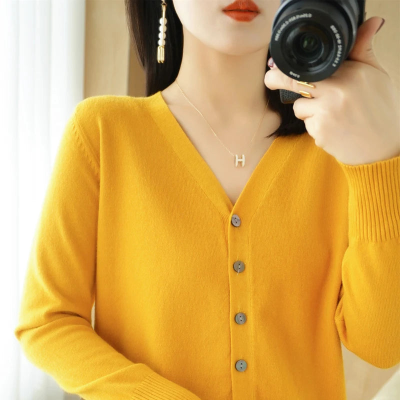 Cashmere V-Neck Knit Cardigan