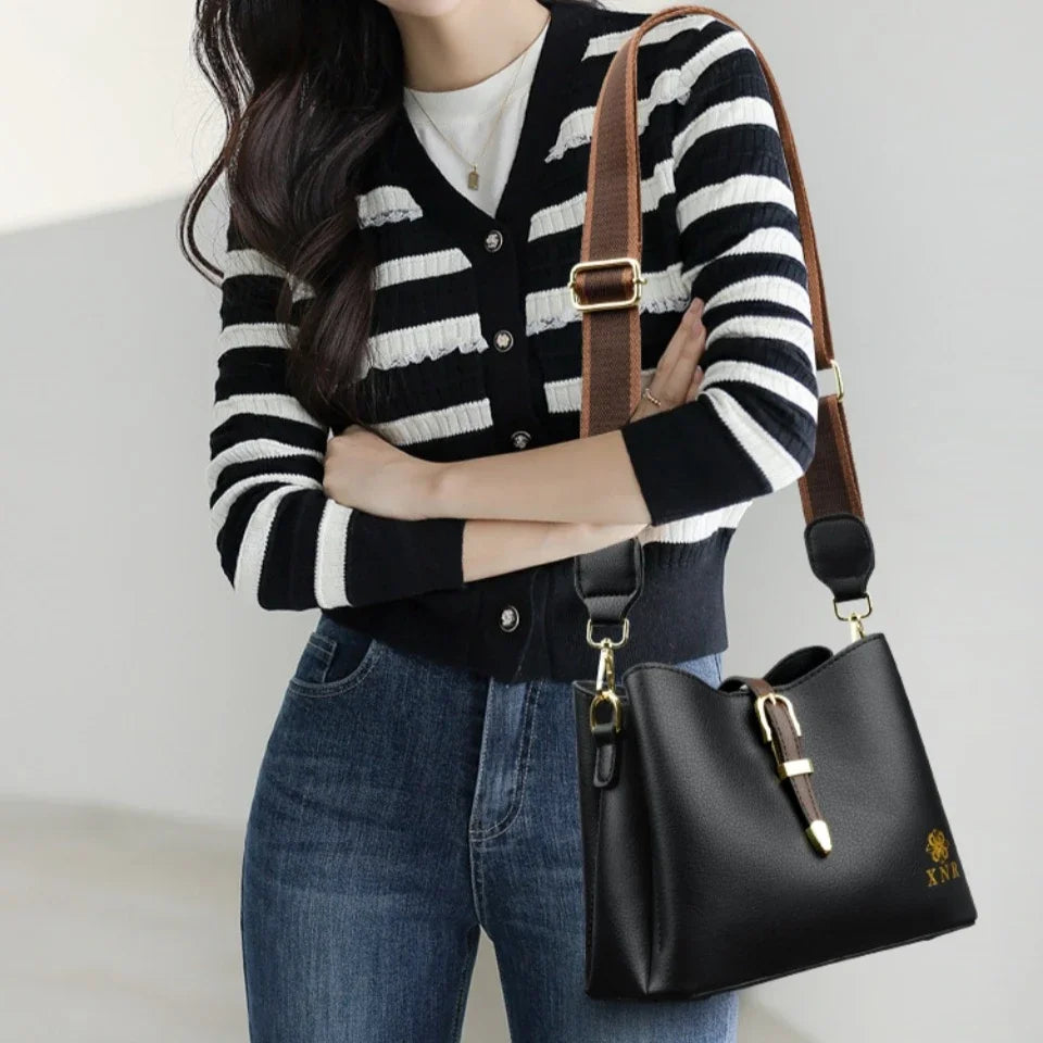 Luxury Designer Leather Bucket Bag