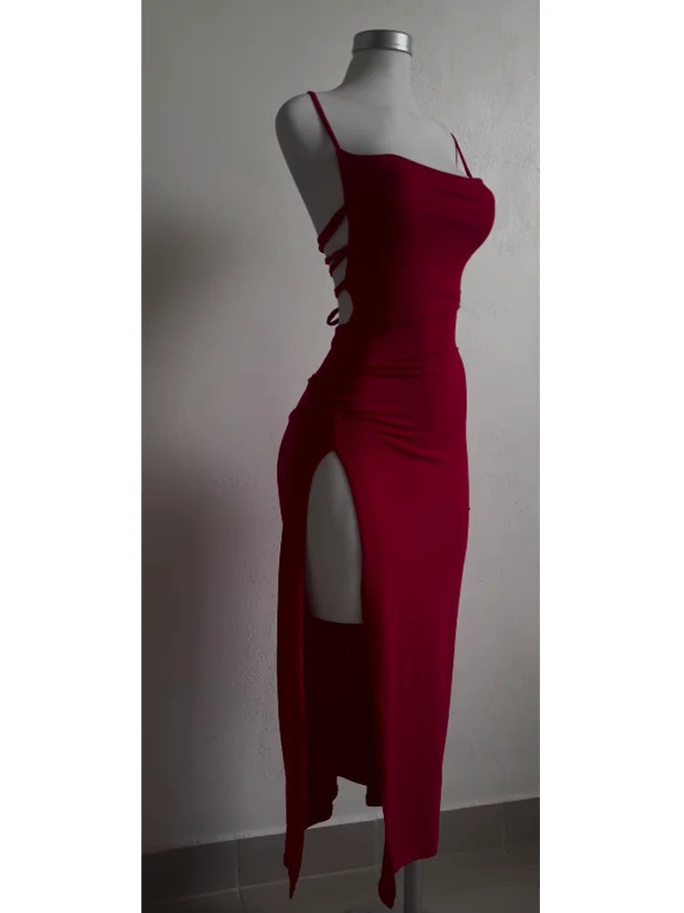 Summer Spice Halter Strap Bag Hip Dress