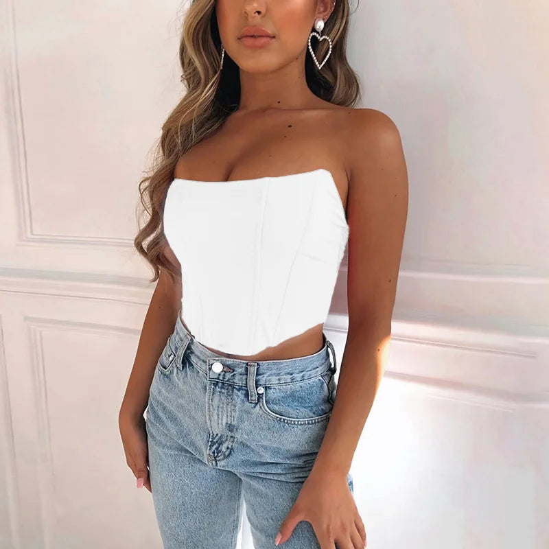 Sexy Off-Shoulder Corset Crop Top