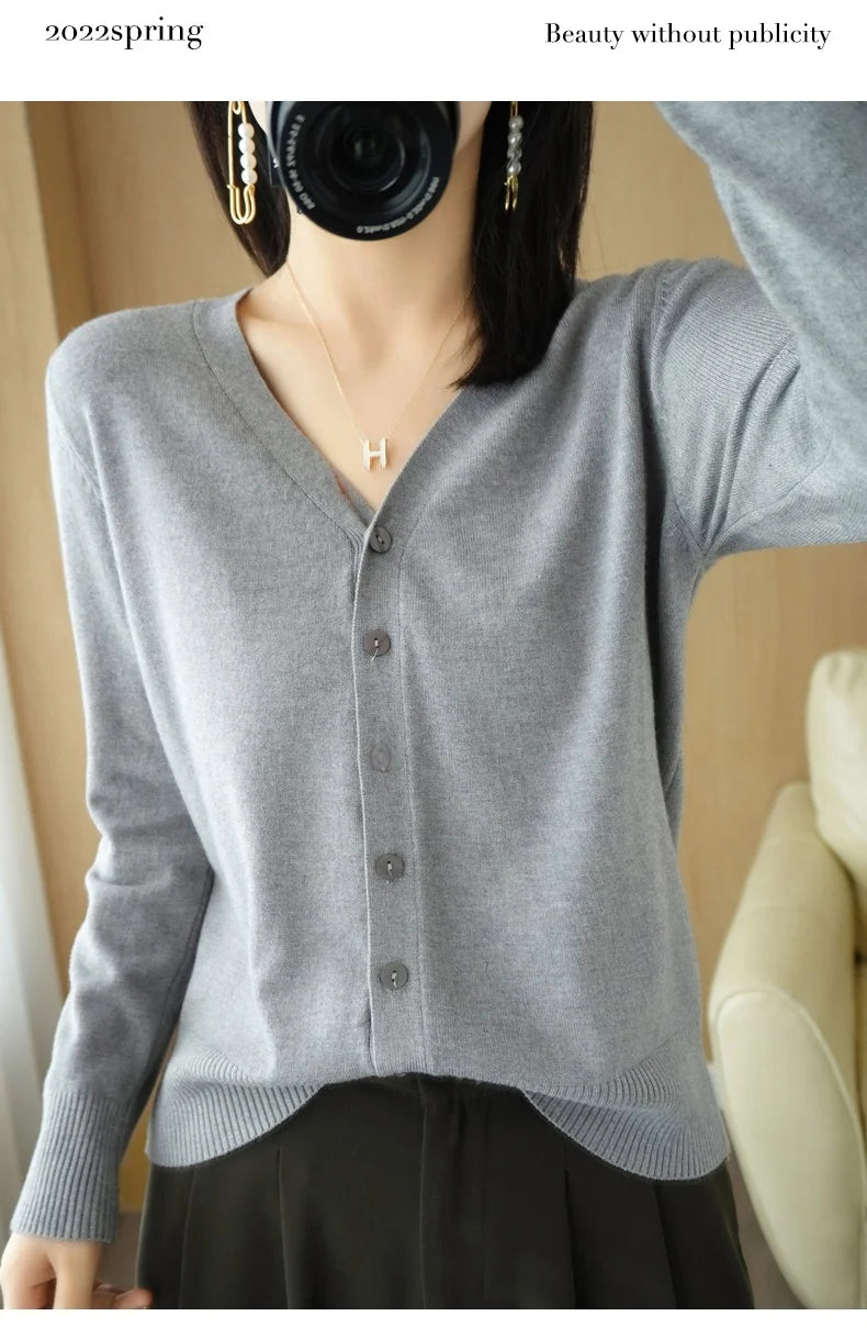 Cashmere V-Neck Knit Cardigan
