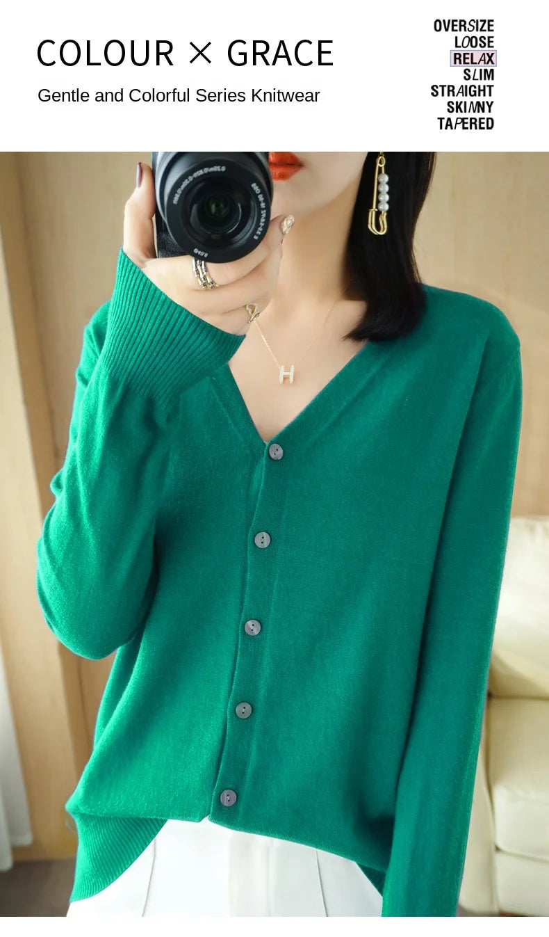 Cashmere V-Neck Knit Cardigan