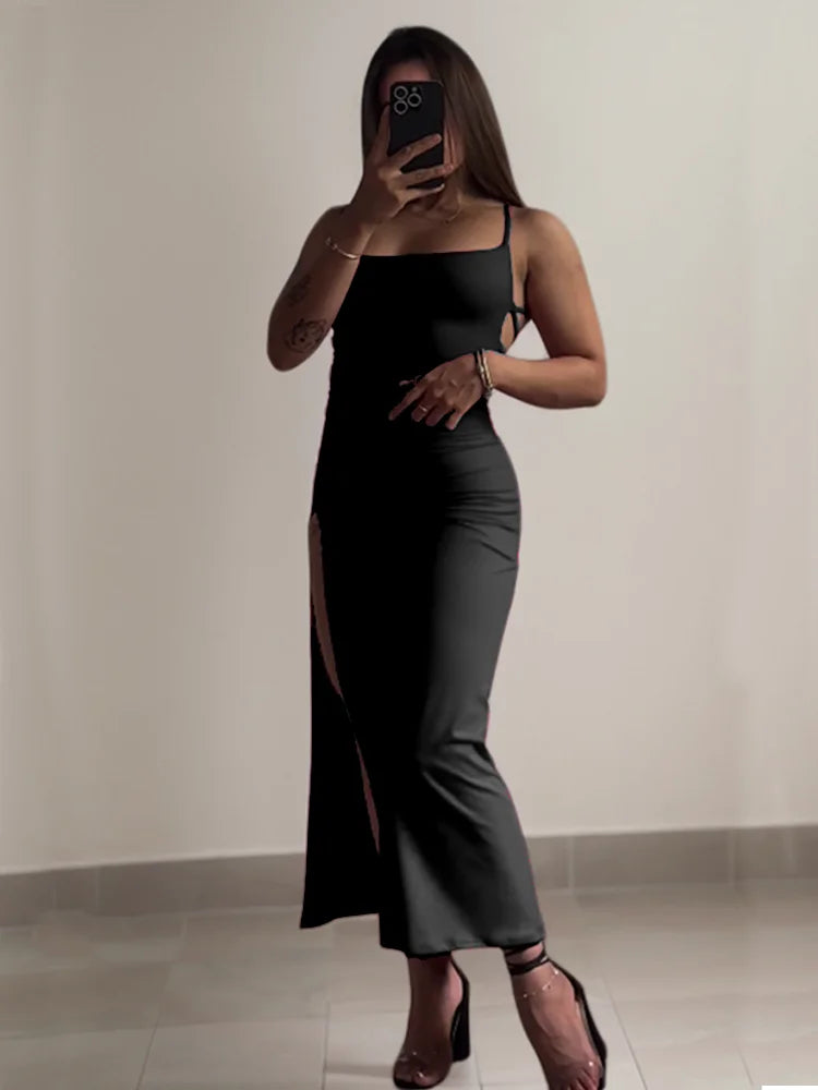 Summer Spice Halter Strap Bag Hip Dress
