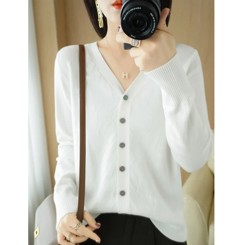 Cashmere V-Neck Knit Cardigan