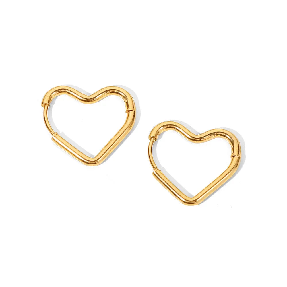 Gold Stainless Steel Heart Earrings