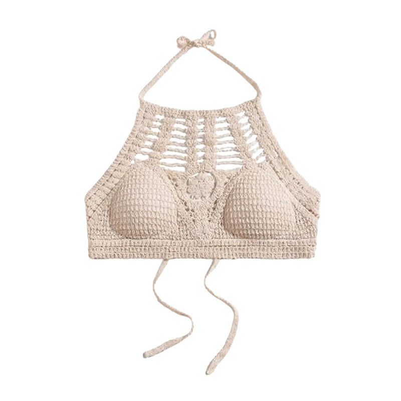 Bohemian Knit Backless Tassel Crop Top