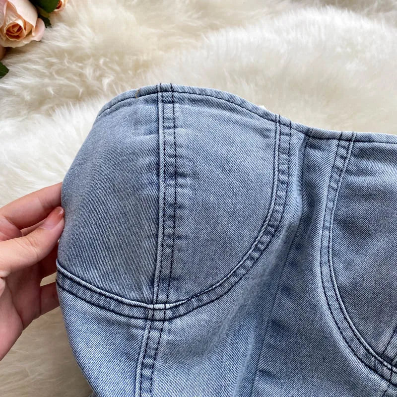 Backless Sleeveless Denim Jumpsuit