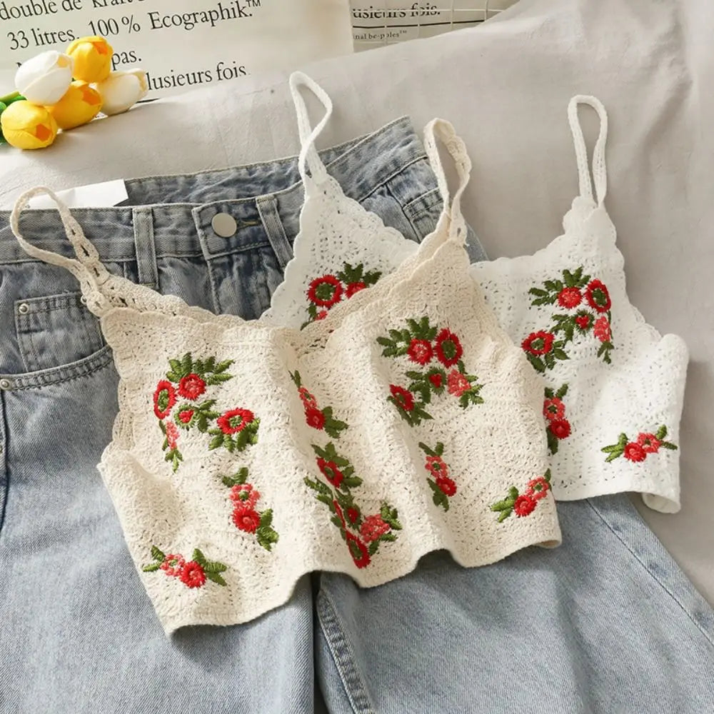 Bohemian Floral Crochet Sleeveless Top