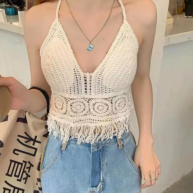 Sexy Boho Crochet Halter Top