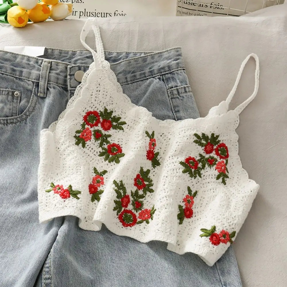 Bohemian Floral Crochet Sleeveless Top