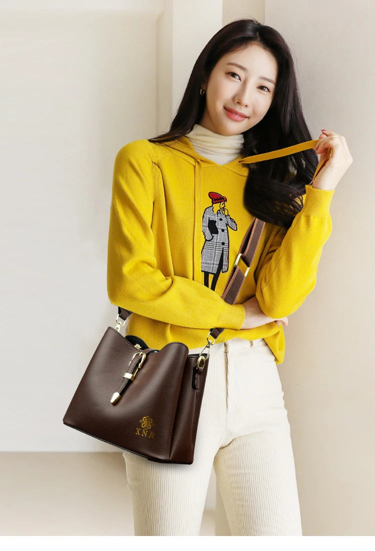 Luxury Designer Leather Bucket Bag