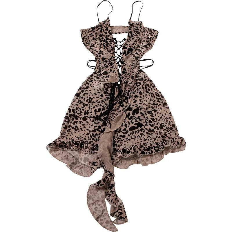 Backless Ruffle Drawstring Playsuit