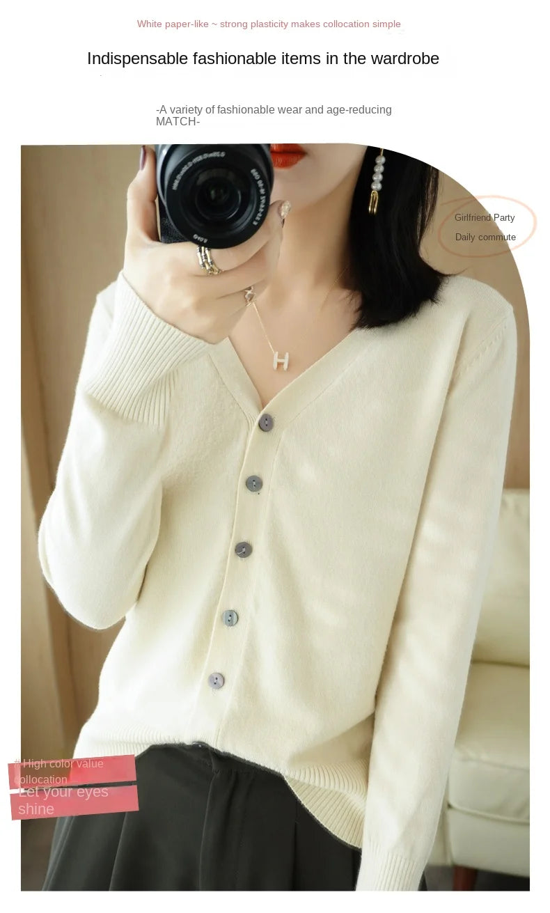 Cashmere V-Neck Knit Cardigan