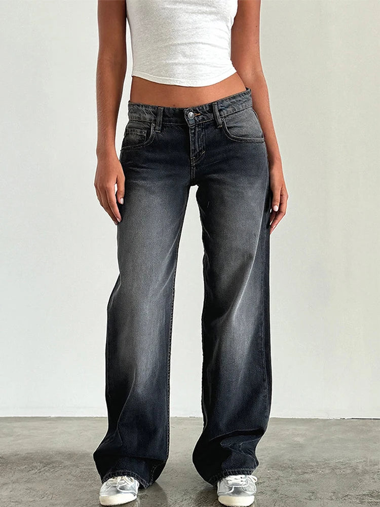 High-Waist Baggy Denim Wide-Leg Jeans
