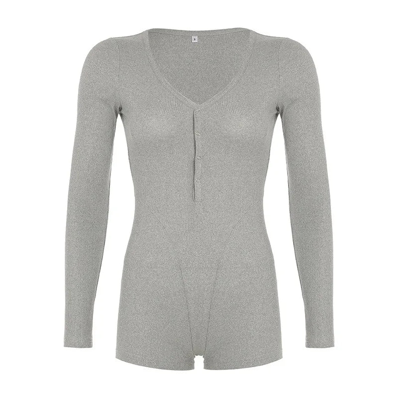 Autumn V-Neck Knitted Jumpsuit