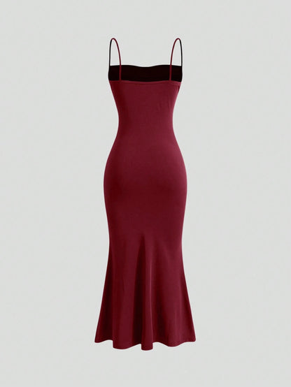 Mia Muse Elegant Spaghetti Strap Mermaid Maxi Dress