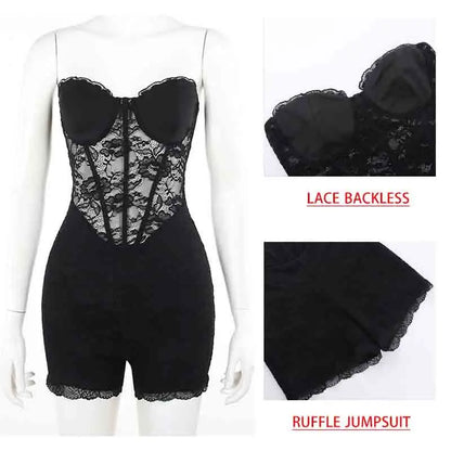 White Lace Ruffle Summer Romper