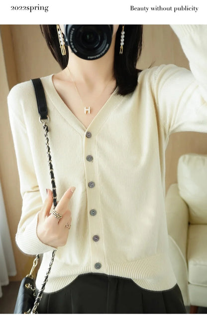 Cashmere V-Neck Knit Cardigan