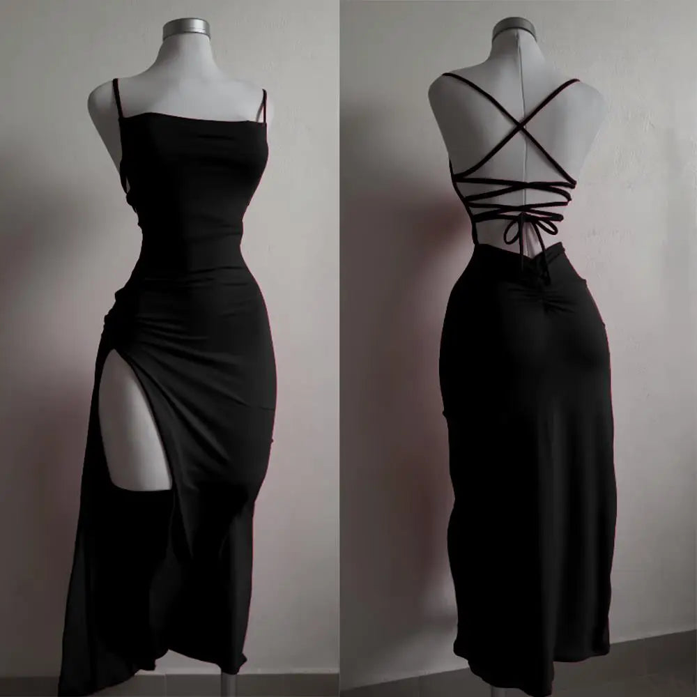 Summer Spice Halter Strap Bag Hip Dress