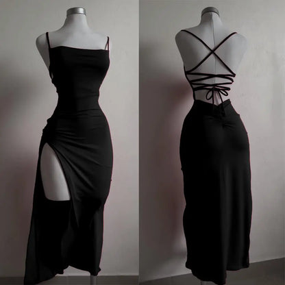 Summer Spice Halter Strap Bag Hip Dress