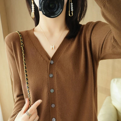 Cashmere V-Neck Knit Cardigan