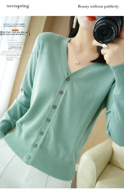 Cashmere V-Neck Knit Cardigan