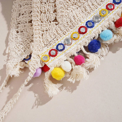Bohemian Knit Backless Tassel Crop Top