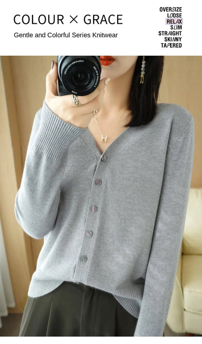 Cashmere V-Neck Knit Cardigan