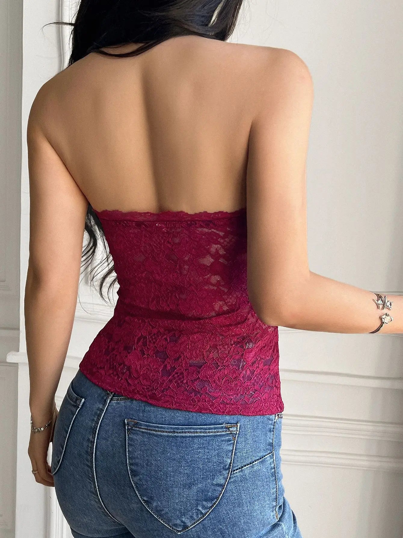 Aesthetic Sheer Lace Tube Top