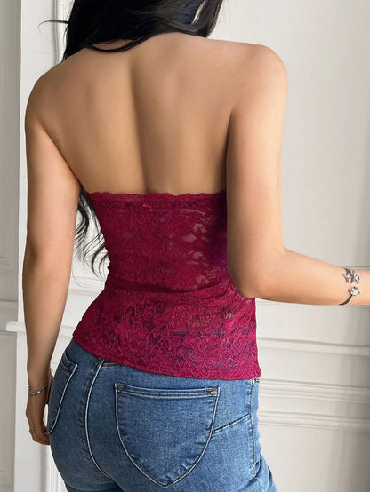 Aesthetic Sheer Lace Tube Top