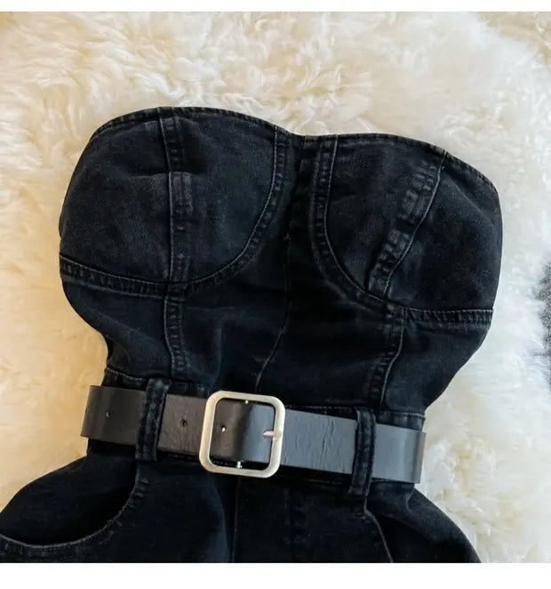 Backless Sleeveless Denim Jumpsuit