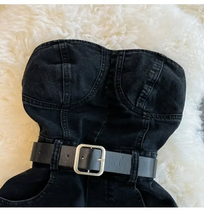 Backless Sleeveless Denim Jumpsuit