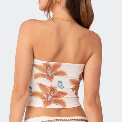 Y2K Aesthetic Floral Bow Top