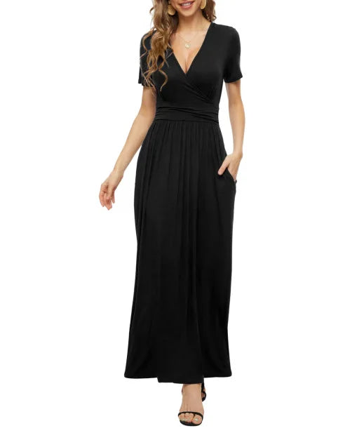 Printed V-Neck Wrap Dress