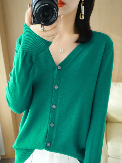 Cashmere V-Neck Knit Cardigan