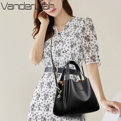 Genuine Leather Top-Handle Handbag