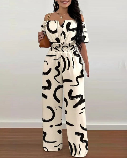 Off-Shoulder Wide Leg Jumpsuit