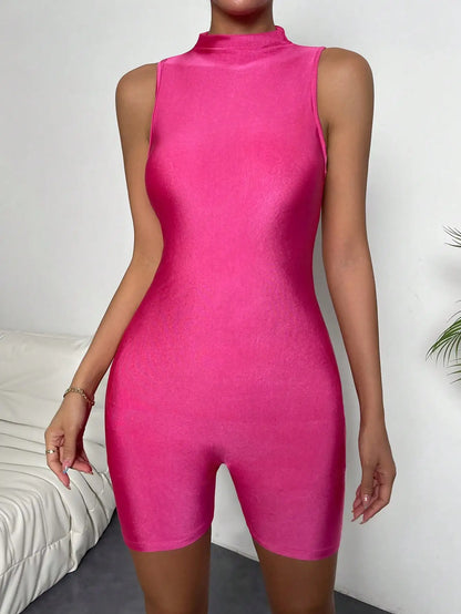 Slim Sleeveless Stand Collar Jumpsuit