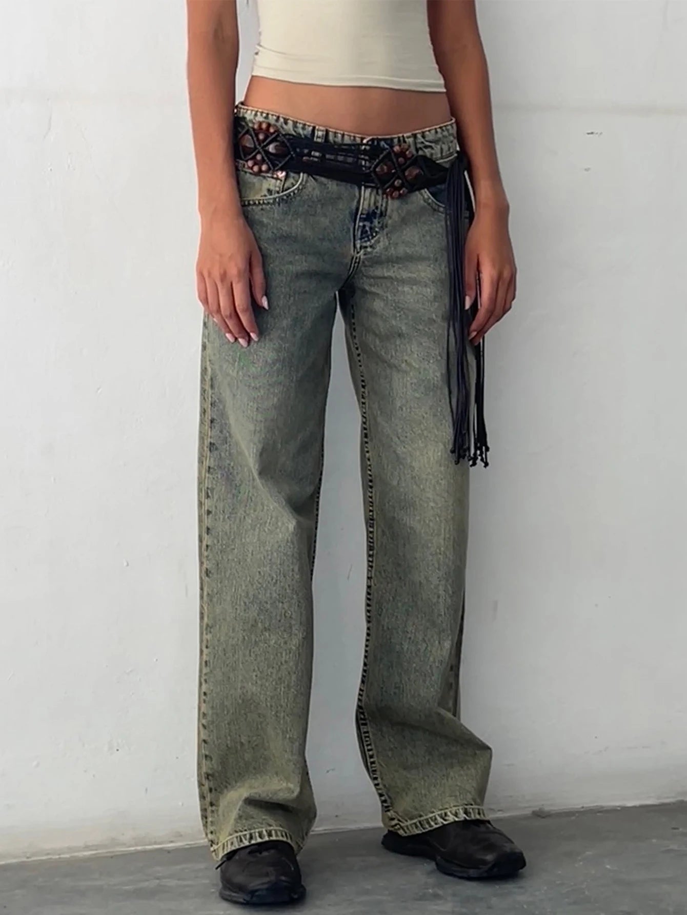 High-Waist Baggy Denim Wide-Leg Jeans